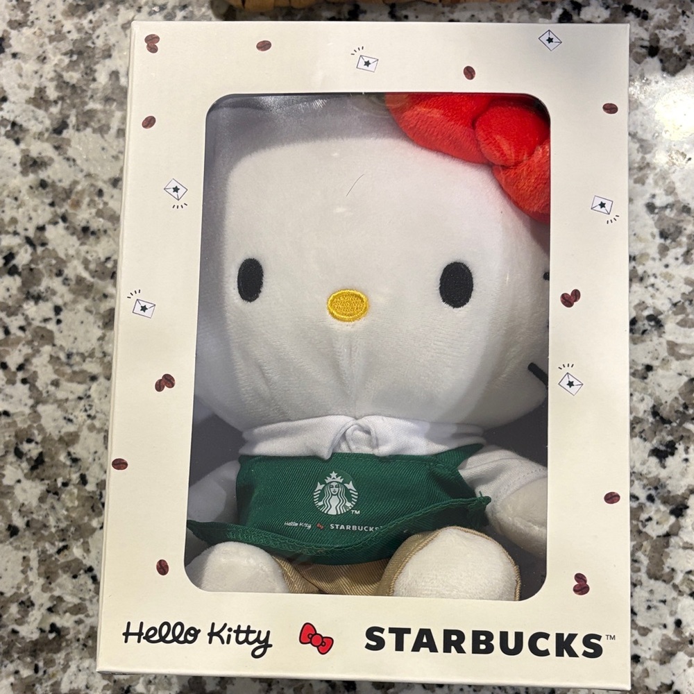 Starbucks Hello Kitty Plush with Red Bow and Green Apron
